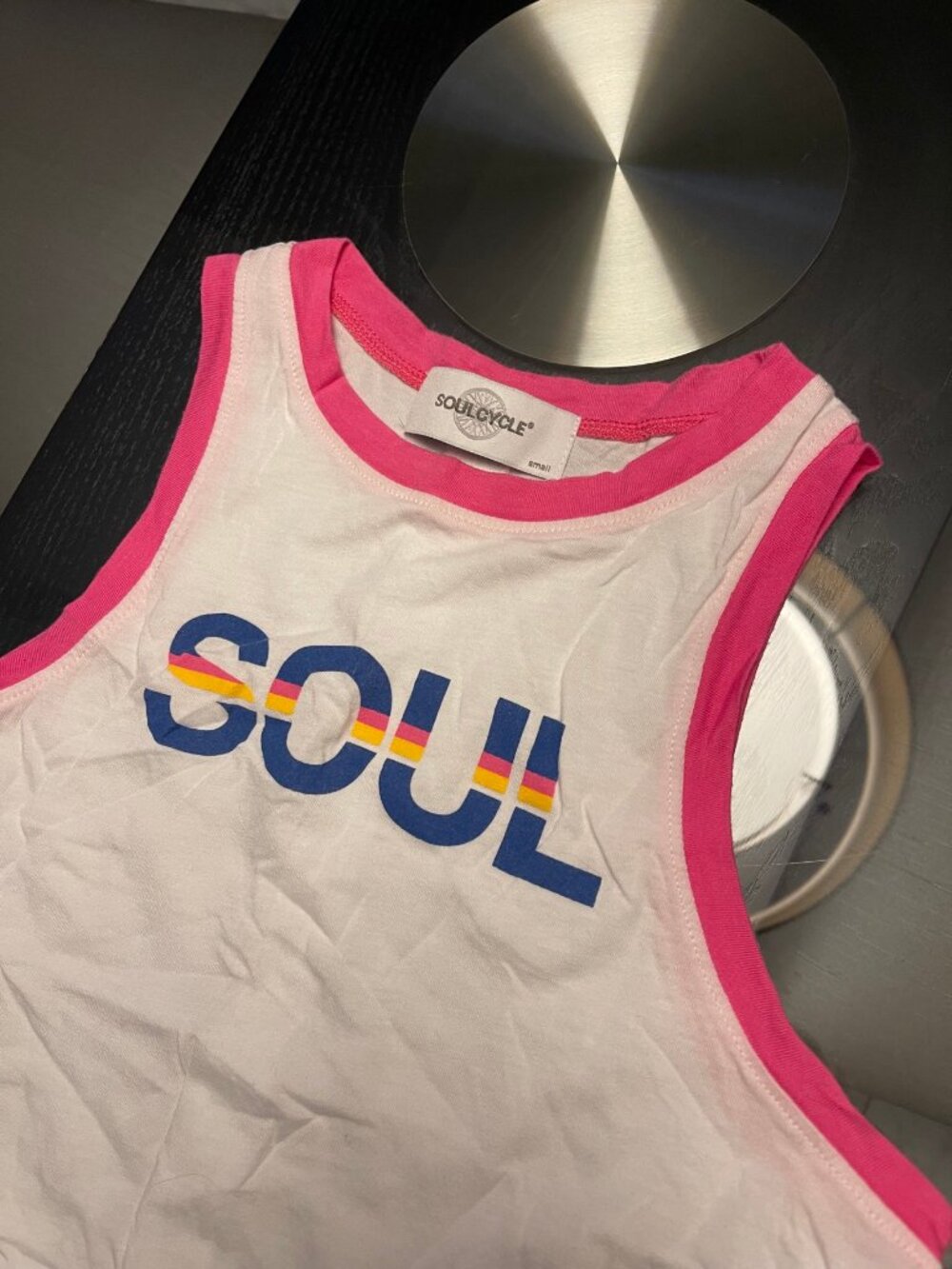 SoulCycle White SOUL Ringer Tank Top NWT Sz S $64 Retail